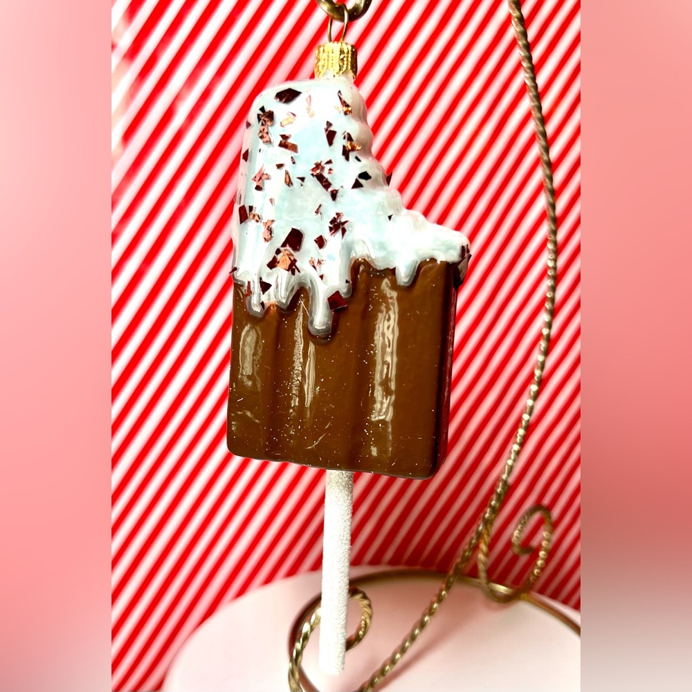 Polish Glass Chocolate Ice Cream Bar Christmas Ornament Chocolate Flakes Vanilla